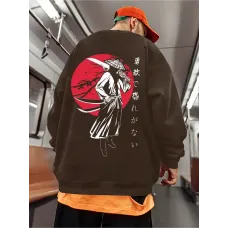 Cesur Ninja Baskılı Uzun Kollu Bisiklet Yaka Sweatshirt