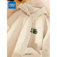 JEANSWEST Erkekler için Rahat Kesim Kapüşonlu Sweatshirt "UMURIMDA DEĞİL" Baskı