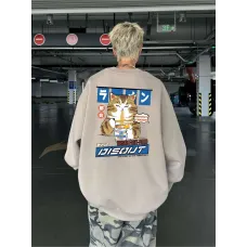 Japon Kawaii Kedi Baskılı Sweatshirt