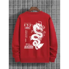 Polyestere Karışım, Çıplak Boyun, Düzenli Fit ile Az Esnek, Örgü Kumaş, Uzun Kol Üst Giyim - Şık Trend Grafikli Sweater ile Arka Baskı Tasarım