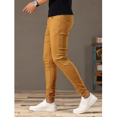 1 adet Erkek Casual Skinny Jean, %98 Pamuk %2 Elastan, Tek Renk, Orta Esneklik, Tüm Mevsim, Normal Uzunluk, Yıkanmış Kot, Dokuma Slim Fit Pantolon
