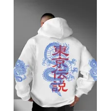 Sokak Stili Ejderha Baskılı Hoodie