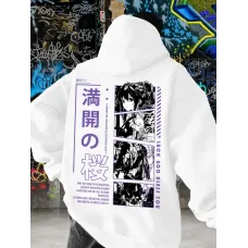 Trend Anime Baskılı Hoodie 