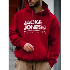 Erkekler için Şık Jack & Jones Grafik Baskılı Hoodie