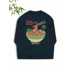 Ramen Baskılı Uzun Kollu Sweatshirt