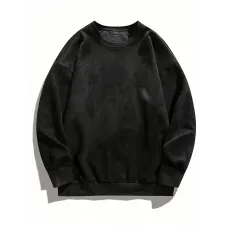 Erkek Modası Yüksek Ağırlıklı Kadife Polar Crew Neck Sweatshirt