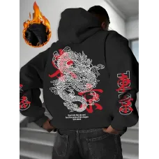 Ejderha Baskılı Hoodie
