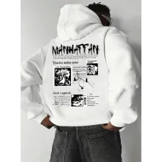 Erkekler için Günlük Harf Baskılı Hoodie