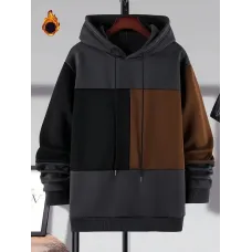 Sonbahar ve Kış için Rahat Örme Kazak, Ayarlanabilir Bağcıklı Polyester Kumaştan Renk Bloğu Kapüşonlu Rahat Bol Kesim Kazak 2,2Bin+ adet satıldı Satış: sanggao