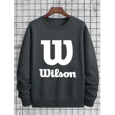 Erkekler için Günlük Lacivert Renkli Yuvarlak Yaka Sweatshirt "WILSON" Grafik Baskılı