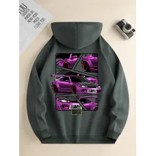 Yarış Arabası Baskılı Hoodie,