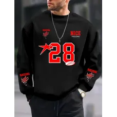 Erkekler için Rahat Uzun Kollu Sweatshirt Dijital Baskı