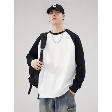 Renk Bloklu Tasarımlı Günlük Pamuklu Sweatshirt 